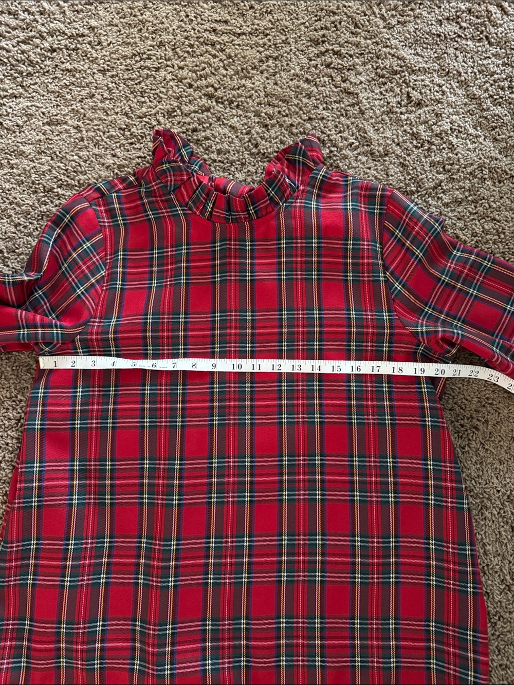 Tartan Red -Sz L- Plaid Bow Back Top - Picture 4 of 13